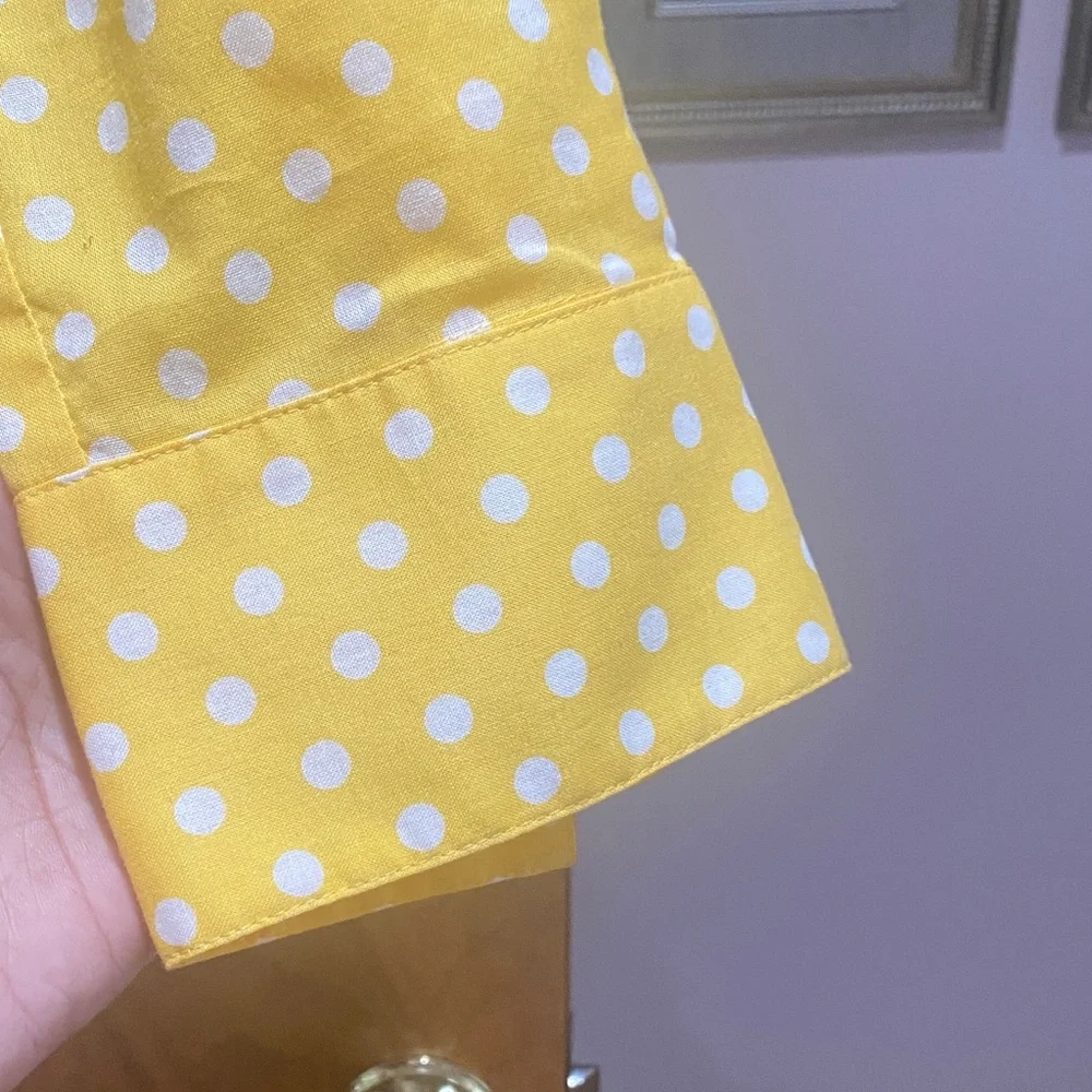 H&M Yellow and White Polka Dot Men's Shirt - Picture 3 of 4